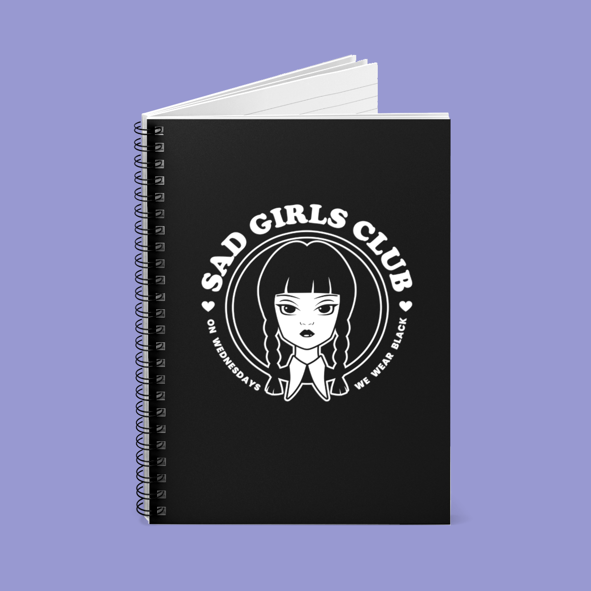 Wednesday Addams Sad Girls Club Spiral Notebook